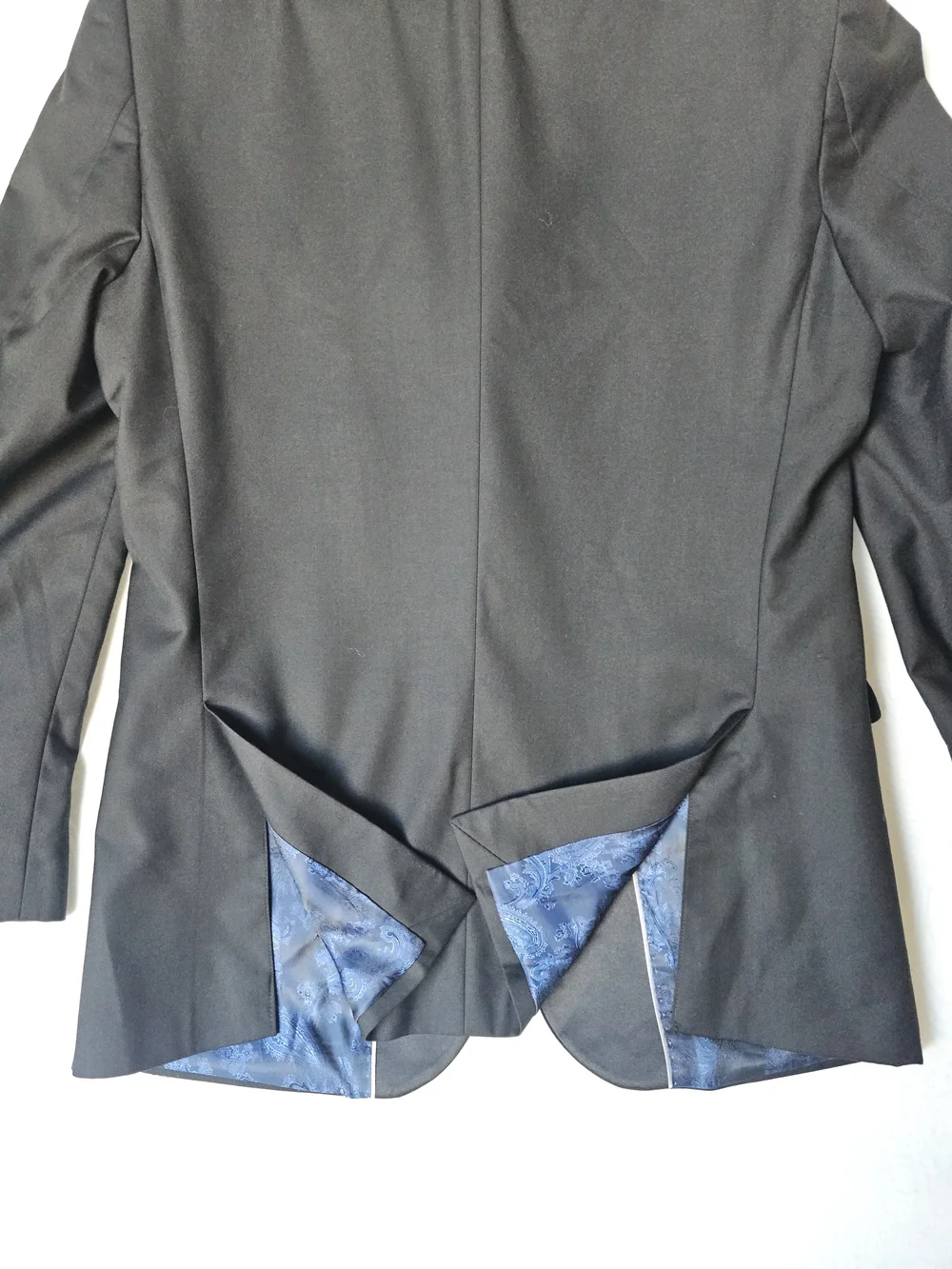 Bryan Michaels Men's Black Tuxedo Blazer Jacket Size 40R Paisley Blue Lining